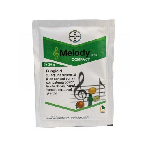 Fungicid MELODY COMPACT 49 WG -Bayer, Sistemic, Vita de vie Fungicid cu actiune sistemica si de contact pentru combaterea bolilor la vita de vie, cartof, tomate, castraveti, ardei