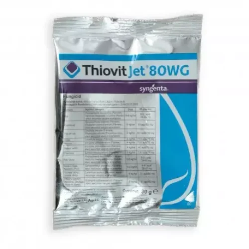 Thiovit Jet 80WG este fungicid de contact cu actiune multipla in combaterea fainarii si cu efect secundar impotriva acarienilor